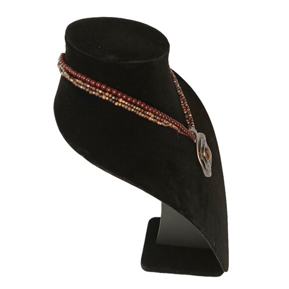 Premier Designs Tigers Eye Medallion Chunky Brown Silvertone Statement Necklace - Picture 2 of 9